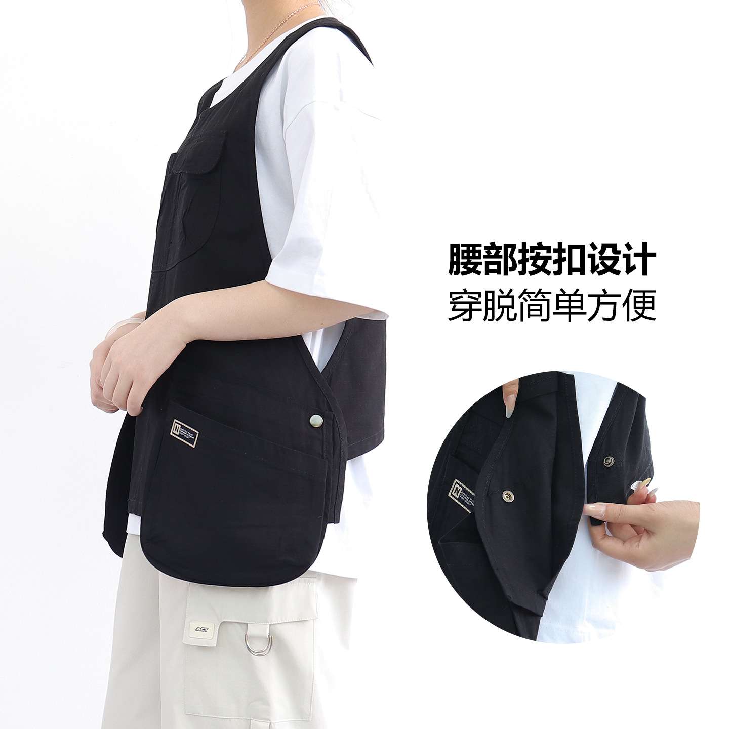 跨境印字围裙厨师餐饮厨房马夹奶茶店亚马逊咖啡厅服务员工作围裙