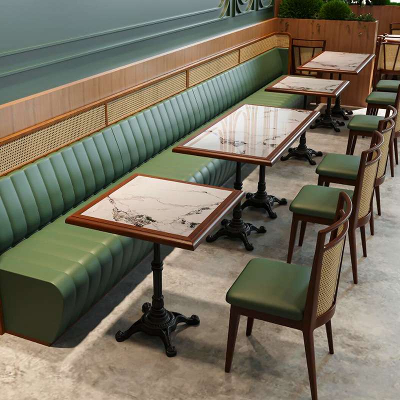 主题东南亚餐厅桌椅组合复古港式咖啡厅冰室岩板长桌子小吃餐饮店