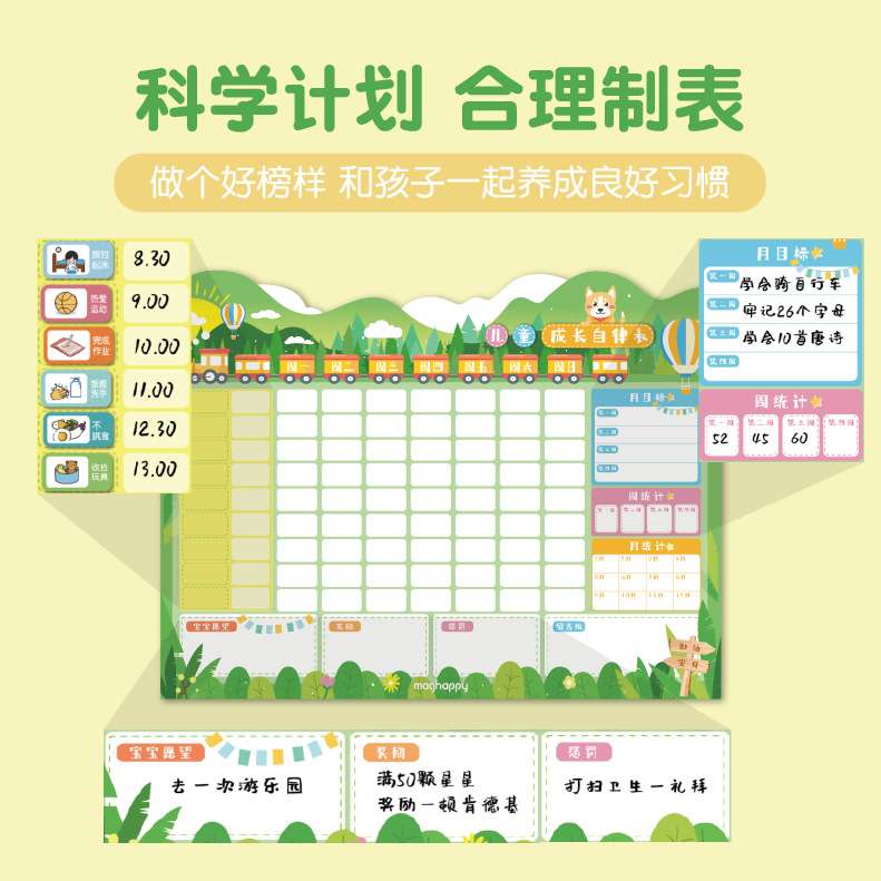 新莱福磁力图儿童成长自律表家用学习磁性冰箱贴奖励磁力自律表