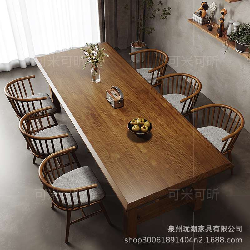 全实木餐桌椅组合家用客厅小户型餐桌带椅子饭桌长方形餐厅洽谈桌