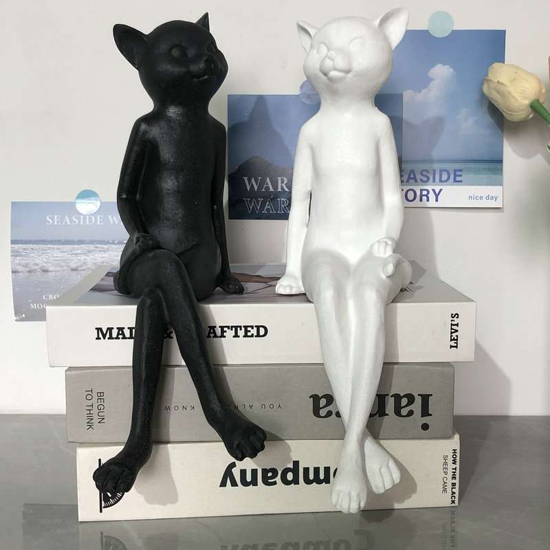 现代简约创意情侣猫咪树脂摆件 家居书房卧室装饰品摆件 趣味摆件