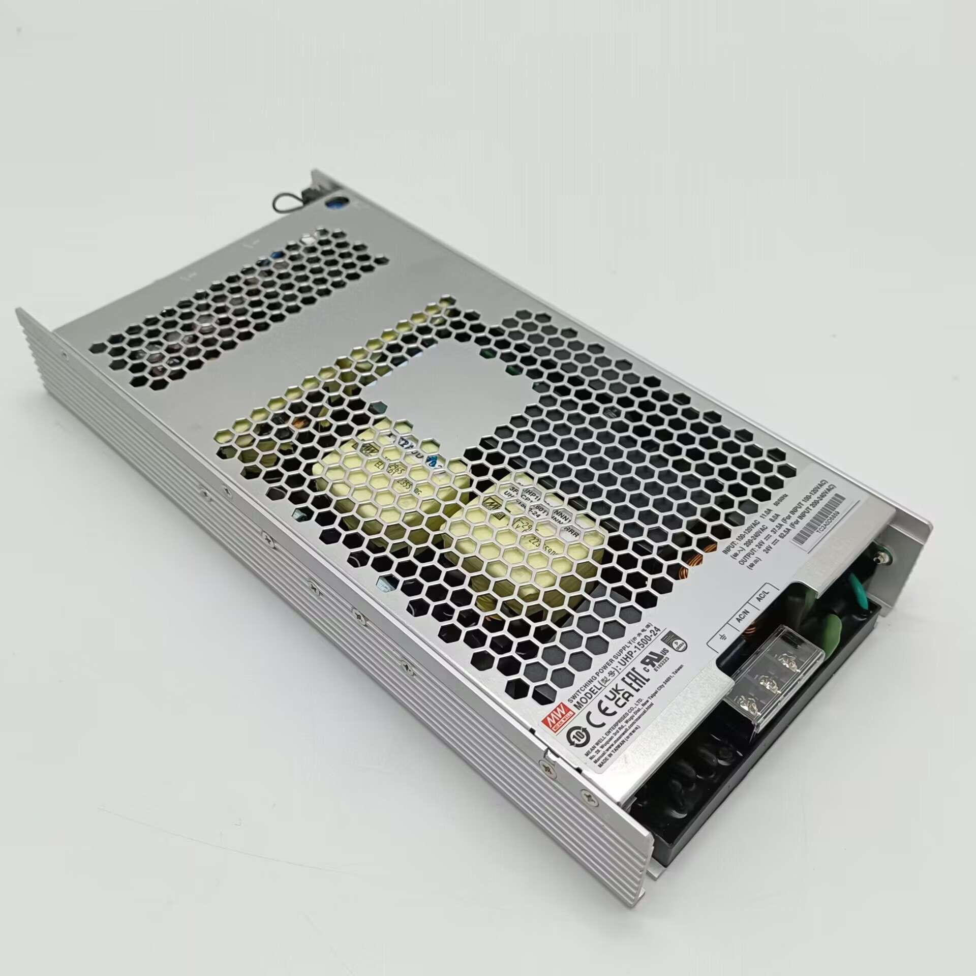明纬开关电源UHP-1500 24V48V1500W单组输出PFC功能无风扇 长条薄