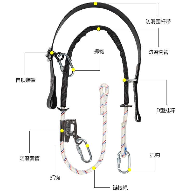 电工防坠落围杆带加厚施工爬水泥杆抱杆作业腰带保险带安全带配件