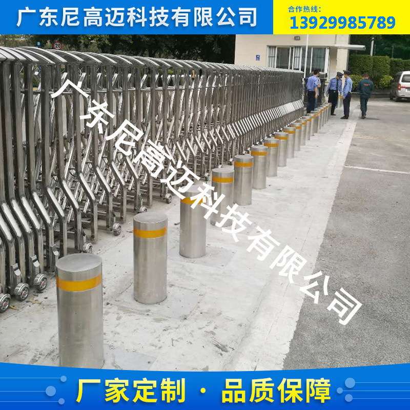 长期供应带灯防撞路桩自动升降柱 无线遥控圆形自动升降柱埋地式