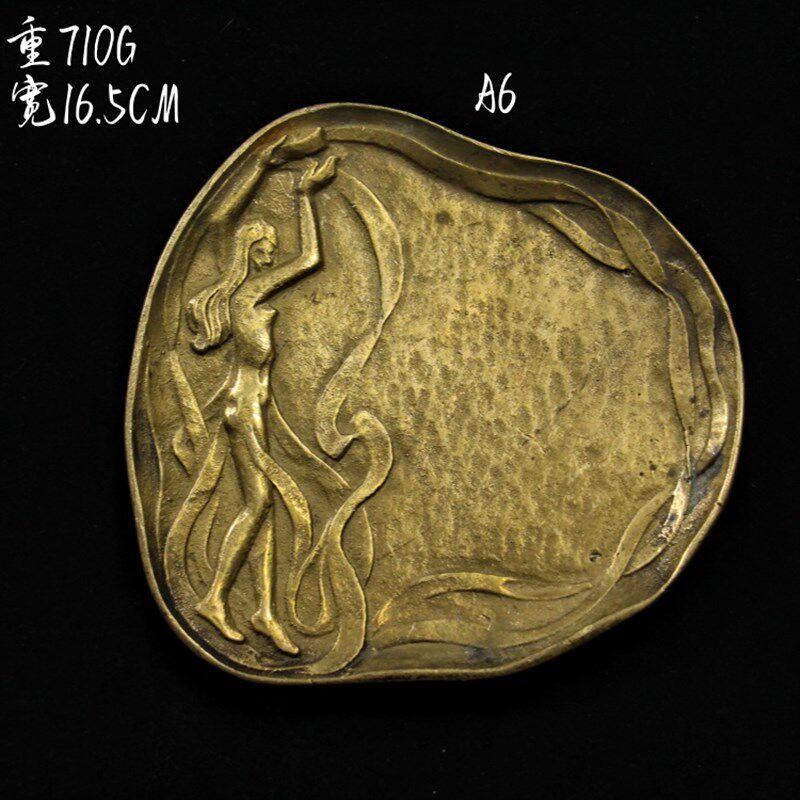 vintage欧式复古董黄铜盘子赏盘壁挂盘法式摆件婚庆软装高端托盘