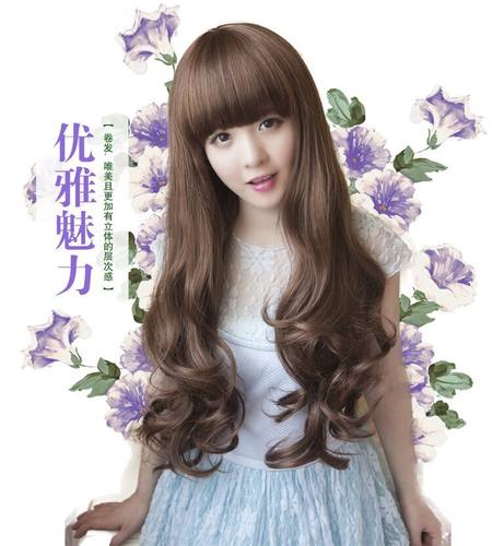 2019新款长卷假发女长卷发韩国逼真蓬松梨花头大波浪可齐可斜刘海