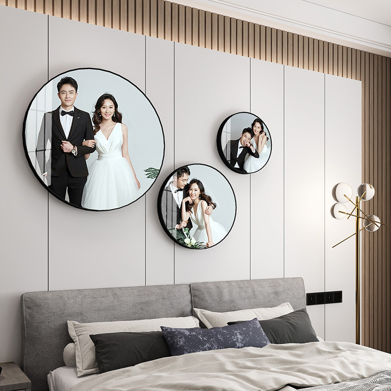 定制相框圆形组合照片打印加婚纱照放大挂画洗全家福结婚挂墙制作