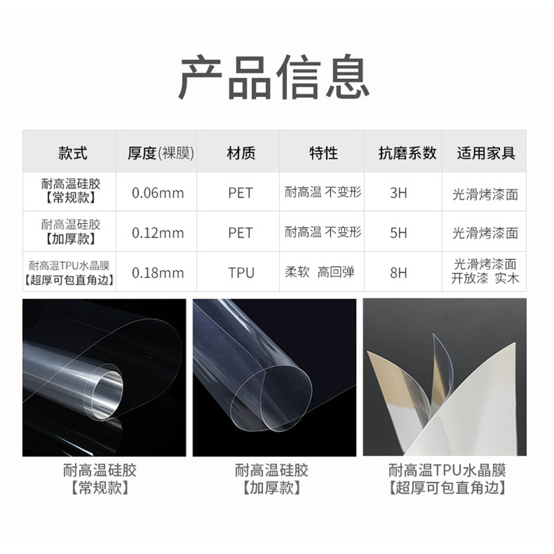 家具贴膜高档实木餐桌子大理石桌面贴纸台面透明保护膜耐高温防烫