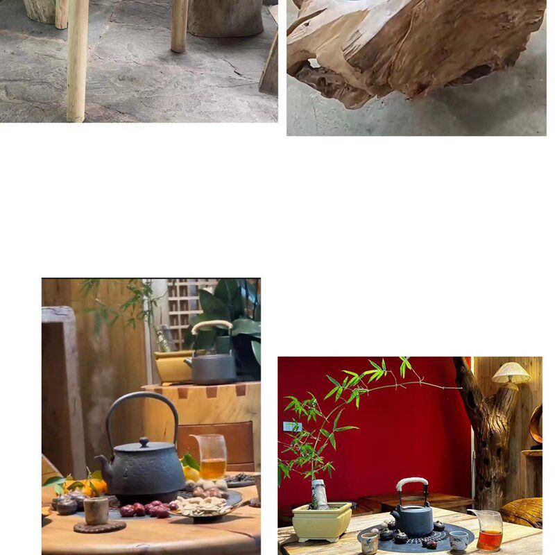 新桌面款满焊木墩围炉铸铁炭炉火炉烧烤煮茶火锅烧烤双层炉心碳炉