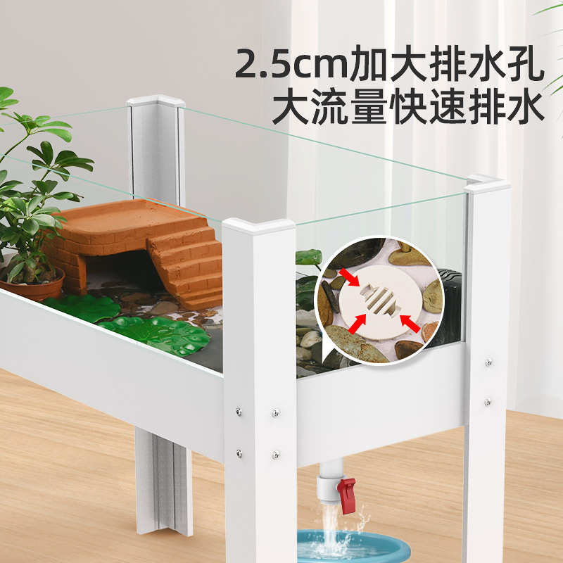 乌龟饲养缸带晒台爬台大型家用养乌龟专用生态造景饲养箱底部排水图片
