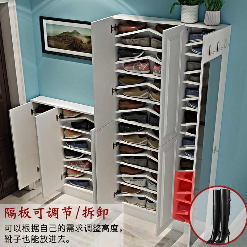 欧式简约门厅柜鞋柜超薄15cm入户进门柜玄关柜镜面多功能储物衣帽
