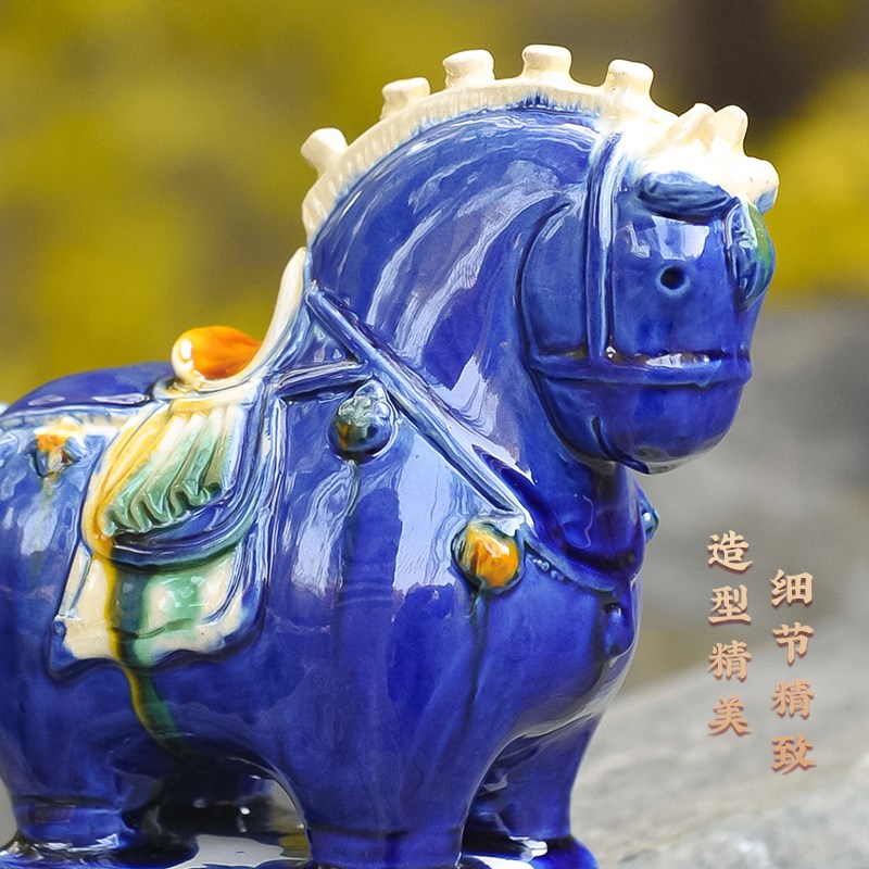 马年礼物唐三彩小胖马手工陶瓷工艺西安洛阳创意礼品摆件伴手礼