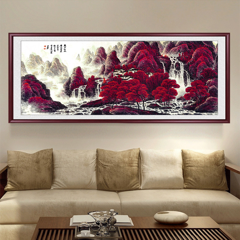 万山红遍国画山水画新中式客厅挂画沙发背景墙壁画办公室风景壁画