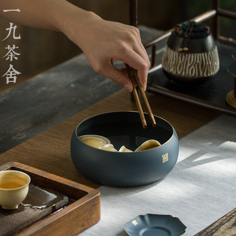 一九茶舍 纯铜上彩水盂茶洗大号特大家用日式茶水缸小号建水水洗