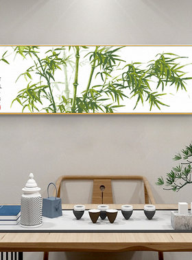竹报平安横版数字油画DIY油彩画新中式客厅卧室书房竹子装饰画