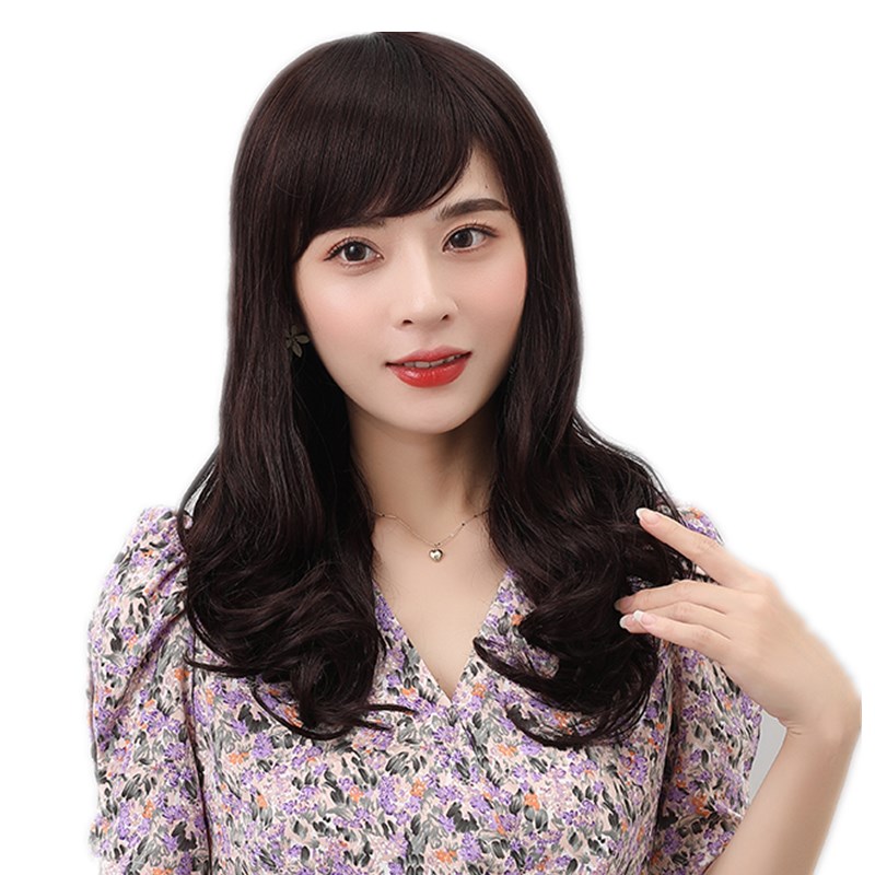假发女长发夏季自然全头套式大波浪长卷发发型圆脸真人发丝假发套