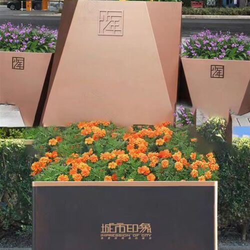 户外不锈钢拉丝花箱组合商场花池室外长方形花坛铁艺种植槽隔断架