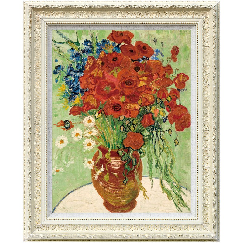 梵高-雏菊 美式玄关餐厅卧室花卉油画欧式竖幅有框装饰画