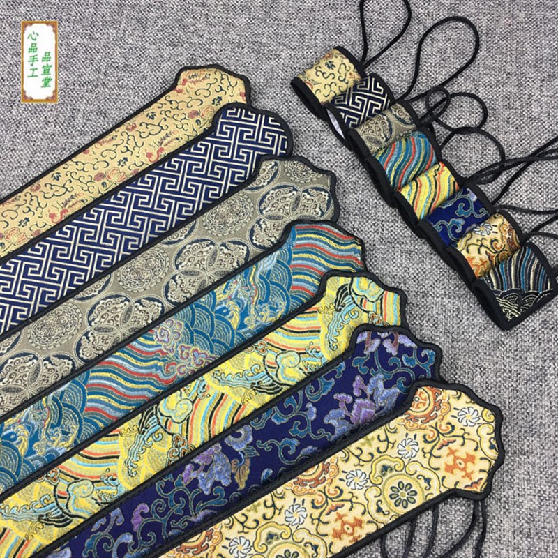 包邮9/95/10寸手工制作 高档有底扇套 宣纸折扇扇袋文玩扇子锦缎