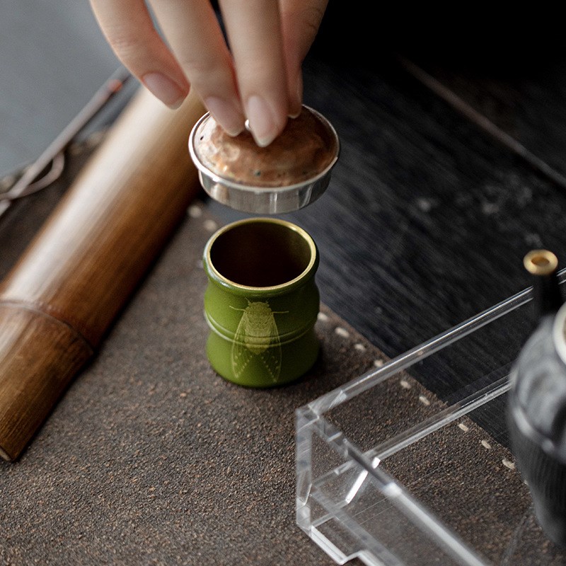 复古黄铜盖置手工紫砂壶盖碗盖子托茶玩摆件功夫茶具配件