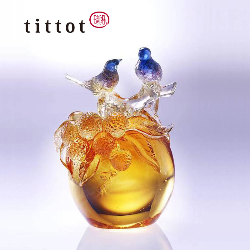 tittot琉园中式琉璃工艺品客厅摆件 圆满高升 送领导朋友结婚礼物