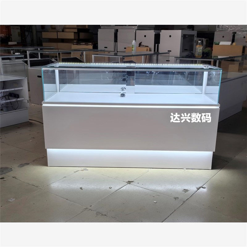 新款手机柜台展示柜玻璃柜台靠墙前开柜样品展会柜定做玻璃柜厂家