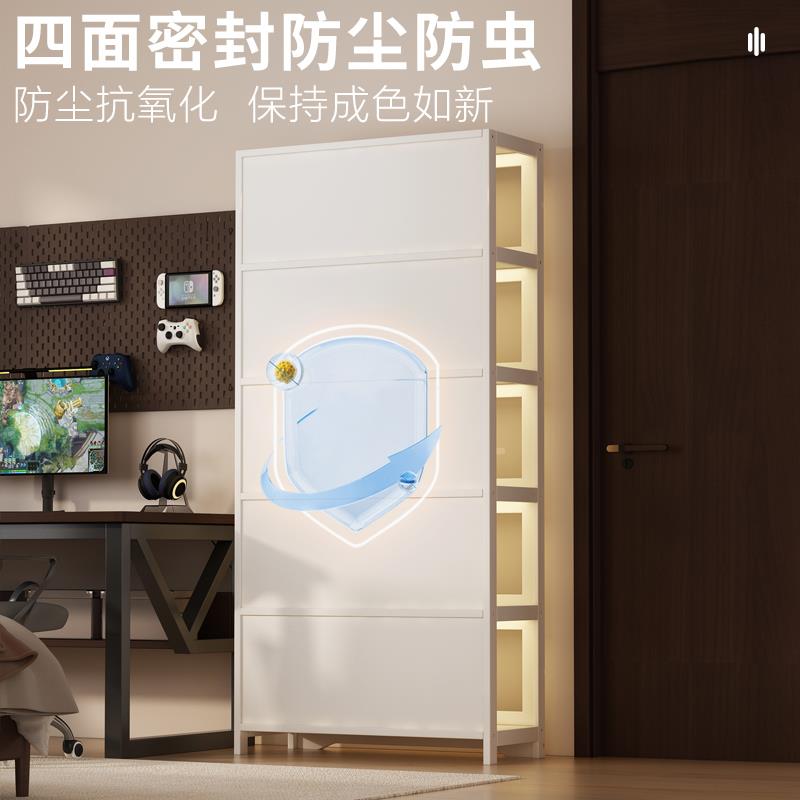 防尘书柜带柜门客厅透明展示柜亚克力收纳柜玻璃储物柜落地款