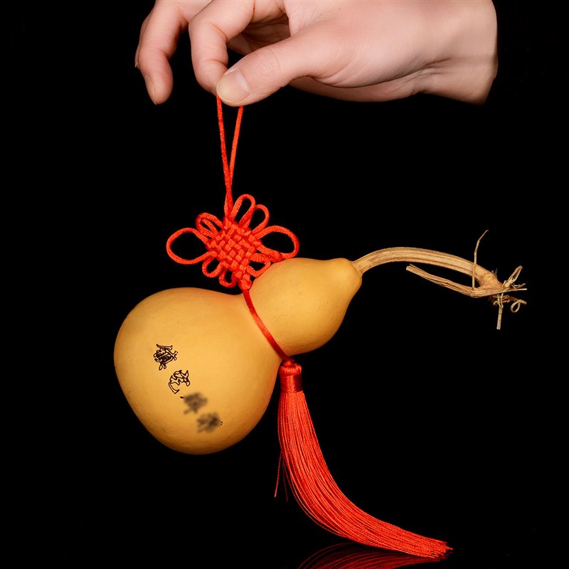 八卦开口天然葫芦挂件五福真中国结五帝钱葫芦挂件野生小葫芦摆件