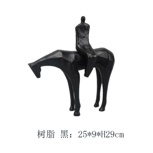 新中式动物骏马人物摆件样板房间售楼处酒店客厅玄关博古架装饰品