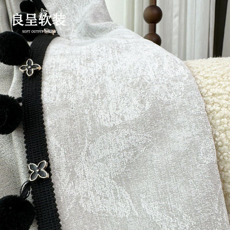 艾洛可 法式复古窗帘雪尼尔浮雕提花奶油风遮光客厅卧室中古风