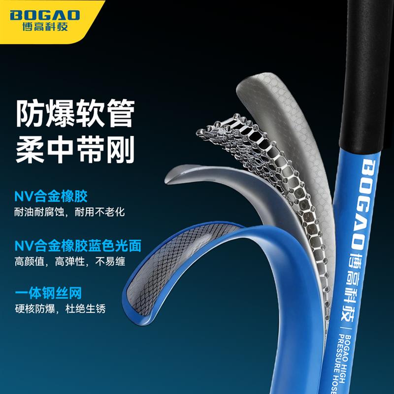 博高洗车机高压出水管防爆钢丝编管蓝色柔软家用商用水枪专用配件