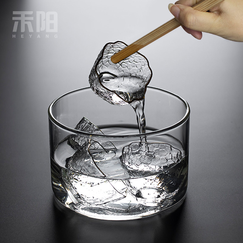 禾阳 透明玻璃茶洗家用大容量水盂日式洗茶碗带盖耐高温器皿水洗