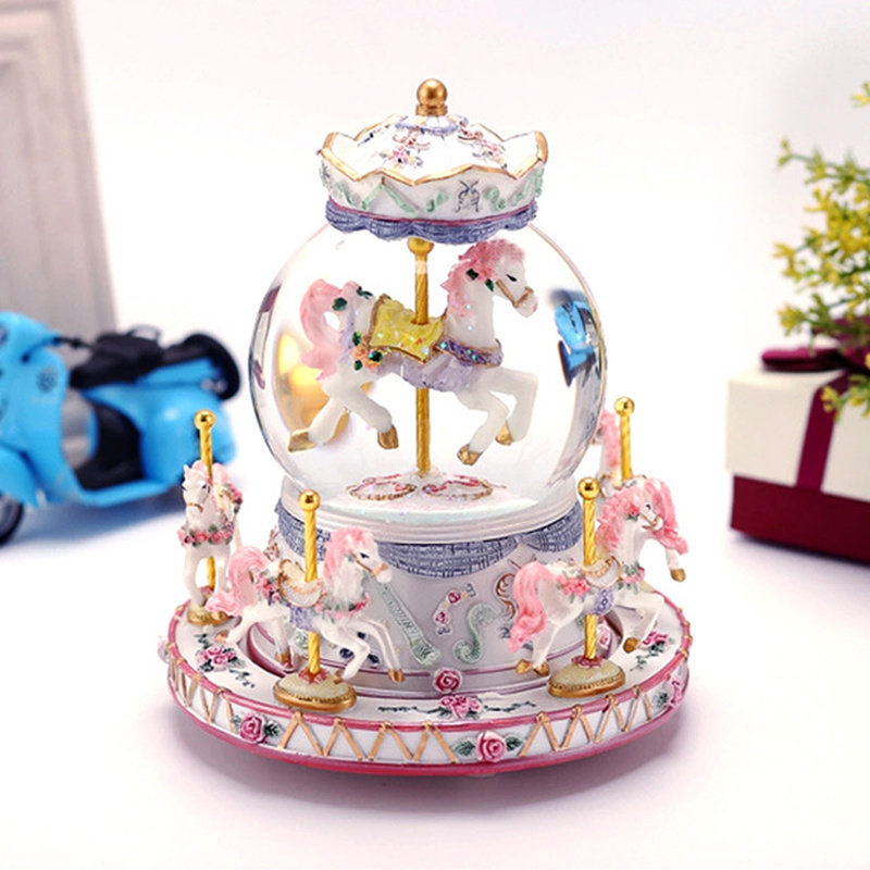 旋转木马音乐盒水晶球八音盒生日礼物送小孩儿童女孩毕业创意礼品