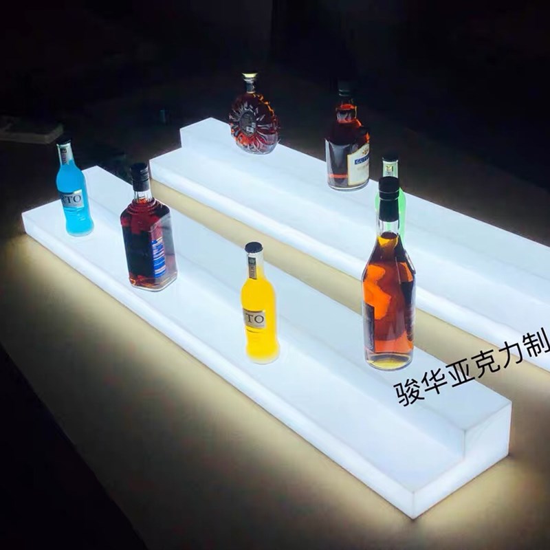 亚克力压克力梯级形展示架 白色灯箱酒架 多层发光酒架道具