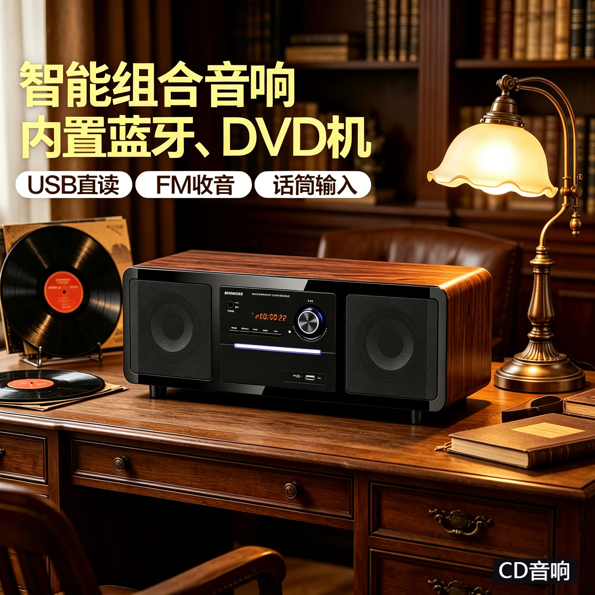 KINGHOPEPA-350一体DVD/CD机组合音响蓝牙卧室收音机音箱桌面台式