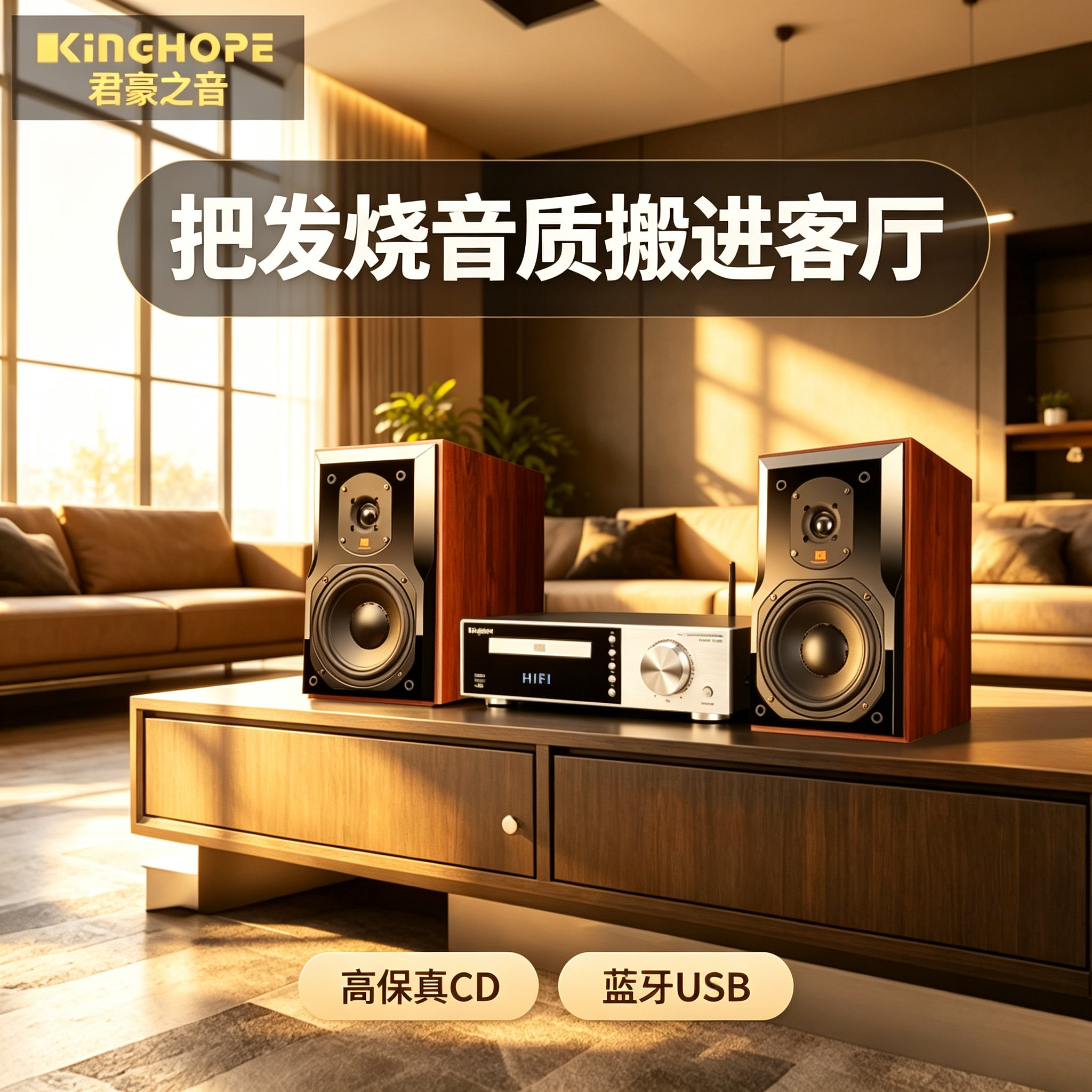 kinghope-80S音箱CD功放发烧hifi级功放胆机音响组合套装U盘蓝牙