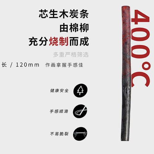miya米娅芯生棉柳木炭条 美术专用软性美术生专用炭笔素描炭棒绘