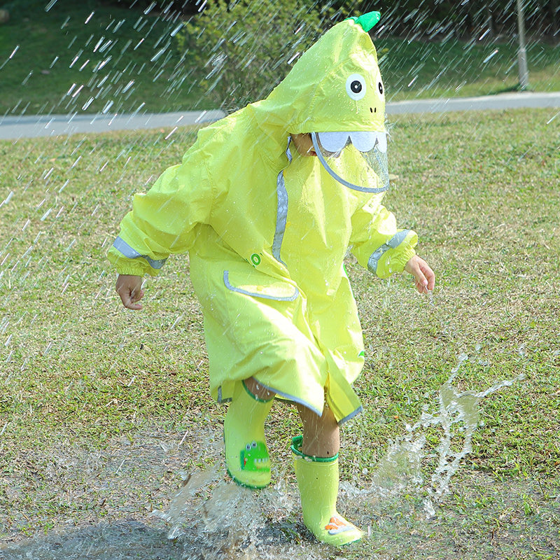 恐龙儿童雨衣男童女童带书包位宝宝防水大帽檐幼儿园小孩分体雨披
