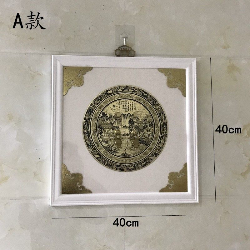 轻奢实木美式装饰画挂画欧式客厅照片墙相框挂墙新中式餐厅组铜画