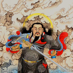 真武大帝画像卷轴画玄天上帝神像丝绸画客厅供奉画像装饰画挂画