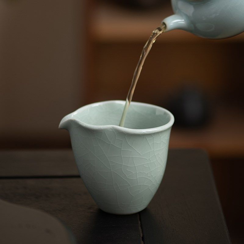 廷怀窑汝瓷泡茶茶漏一体茶滤陶瓷天青汝窑公道杯高端大容量分茶器