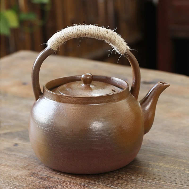 原矿朱泥煮茶陶壶提梁壶柴烧壶烧水壶耐热明火茶壶电陶炉炭炉