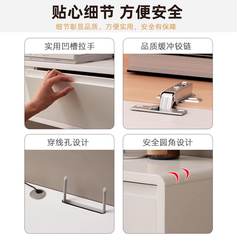 悬空电视柜奶油风悬浮电视机柜壁挂式卧室客厅实木小户型白色吊柜