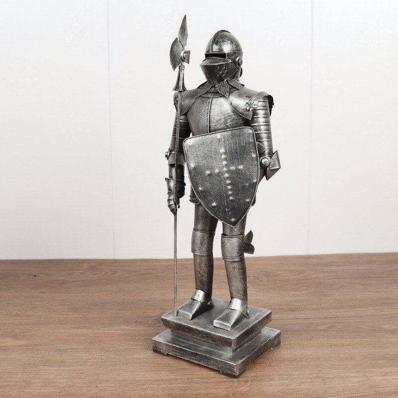 中世纪罗马士兵模型铁皮工艺品怀旧盔甲人橱窗柜收藏装饰复古摆件