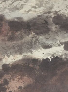 1:1傅抱石海天落照图写意山水画国画古代名画复制品客厅装饰画