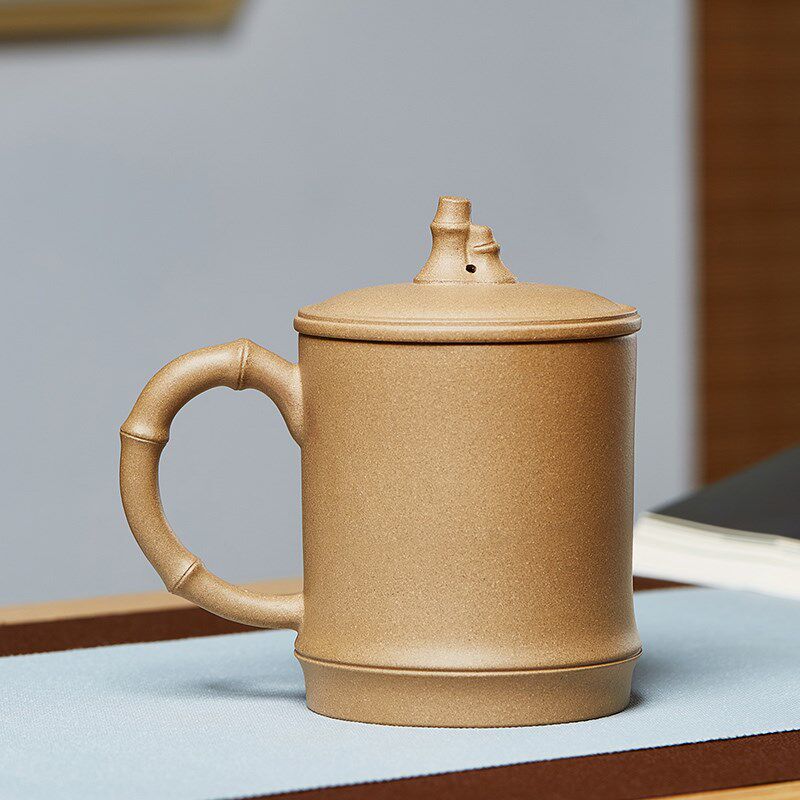 尊壶宜兴段泥紫砂杯办公盖杯男士大容量带把泡茶杯子茶缸陶瓷茶具