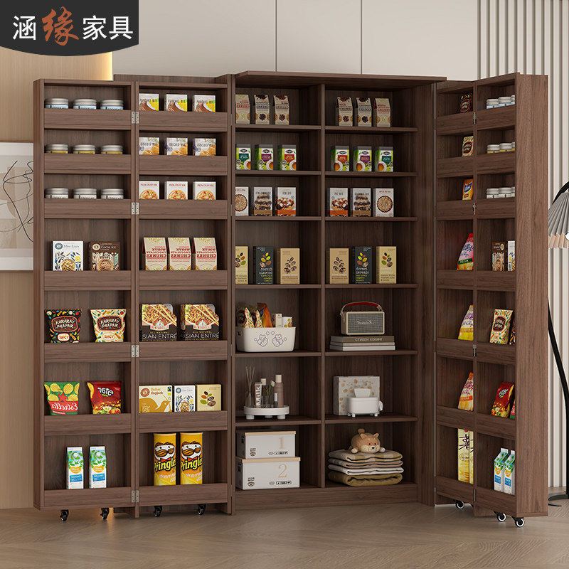 多功能折叠门储物柜零食柜带门餐边柜一体靠墙高柜简约收纳柜7K16