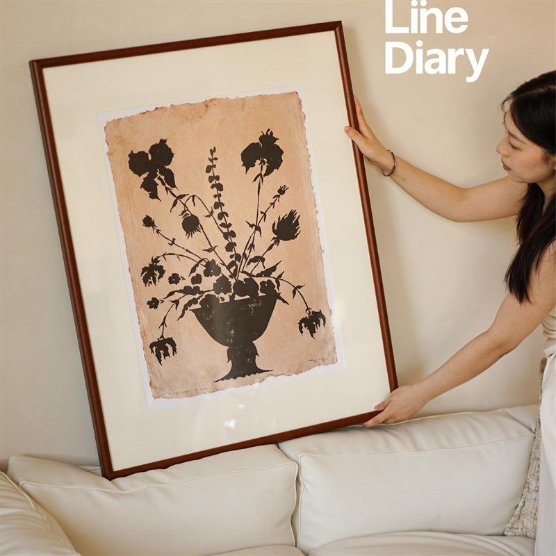 线稿日记法颂花园装饰画/卧室挂画客餐厅入户玄关背景墙落地