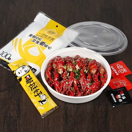 圆形一次性小龙虾快餐盒透明打包外卖饭盒加厚火锅盆塑料汤碗带盖