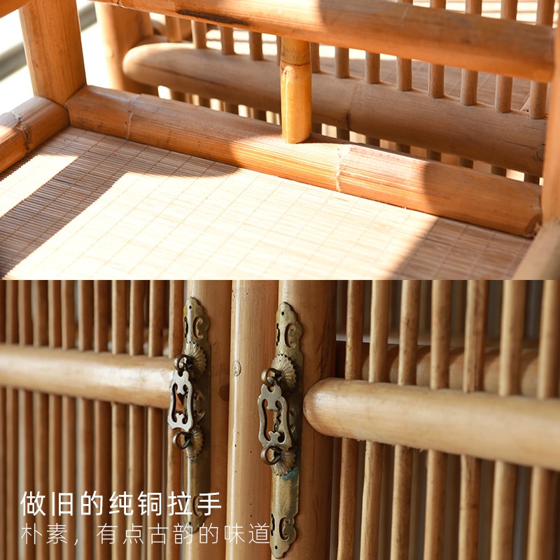 竹藤落地博古架日式民宿多宝阁陈列展示柜隔断茶室茶具摆放置物架